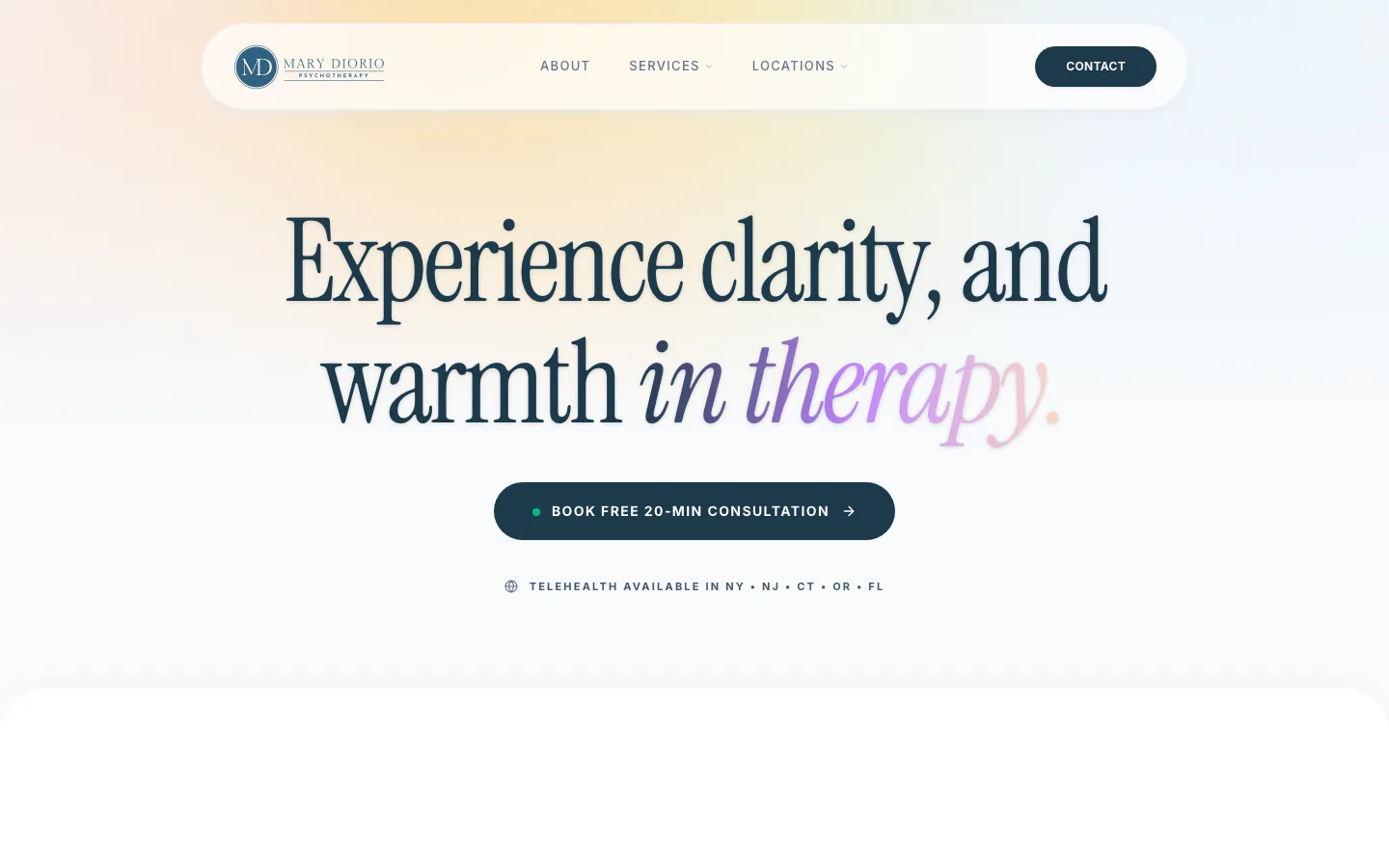 Mary DiOrio Psychotherapy website